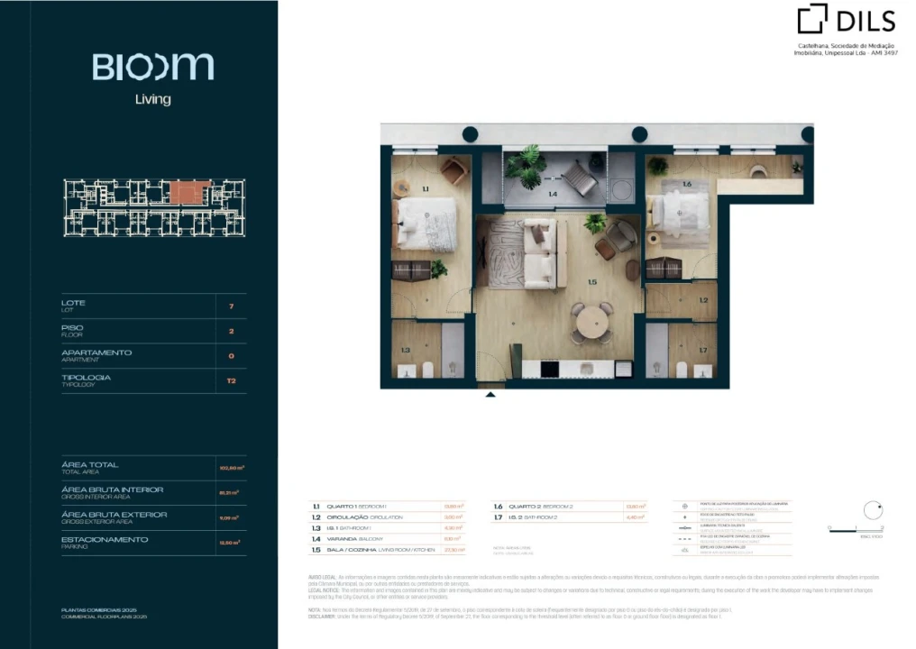 Apartamento T2 para Venda em Moreira Planta 2