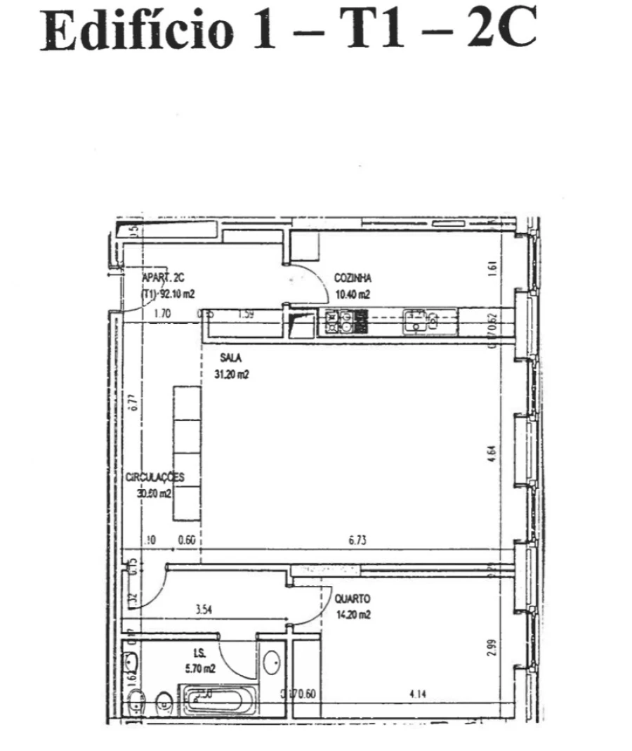 Apartamento T1 para Venda em Santa Maria Maior Planta 1