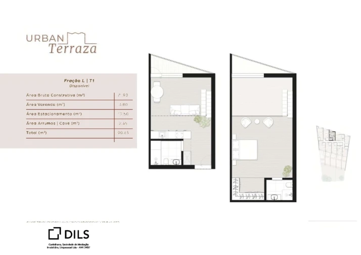 Apartamento T2 para Venda em São Mamede de Infesta e Senhora da Hora Planta 1