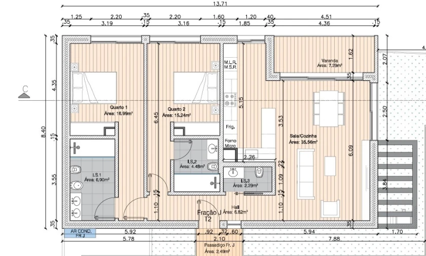 Apartamento T2 para Venda em Tavira (Santa Maria e Santiago) Planta 1