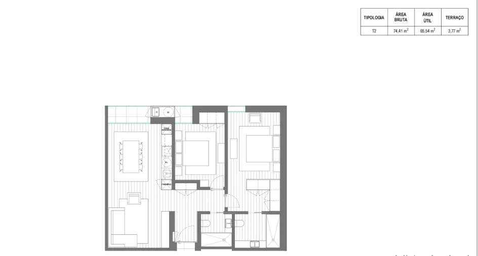 Apartamento T2 para Venda em Santa Joana Planta 1