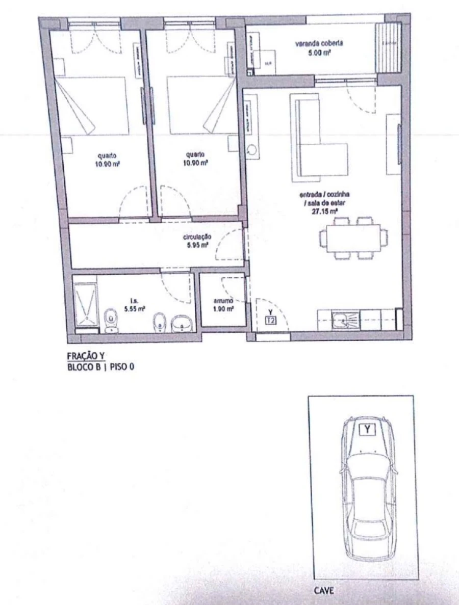 Apartamento T2 para Venda em Aradas Planta 1