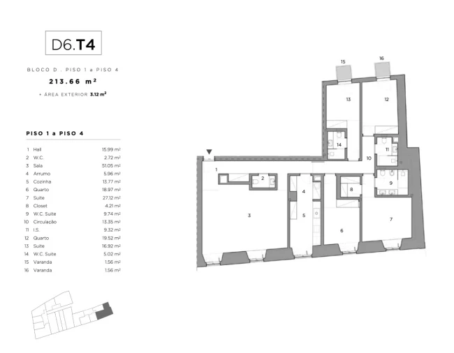 Apartamento T4 para Venda em Belém Planta 1