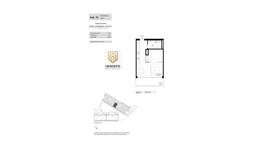 Apartamento T0 para Venda em Mafamude e Vilar do Paraíso Planta 1