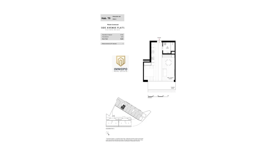 Apartamento T0 para Venda em Mafamude e Vilar do Paraíso Planta 1