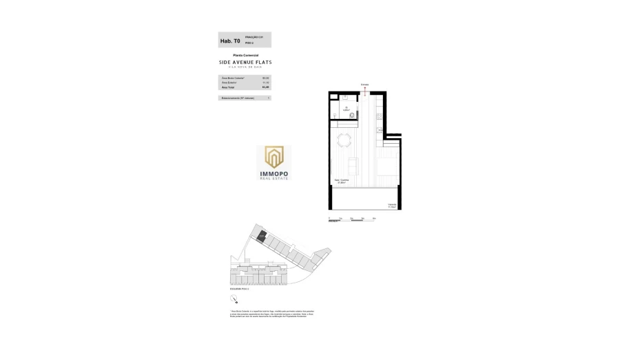 Apartamento T0 para Venda em Mafamude e Vilar do Paraíso Planta 1
