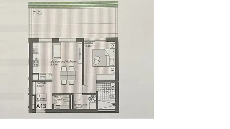 Apartamento T1 para Venda em Matosinhos e Leça da Palmeira Planta 1