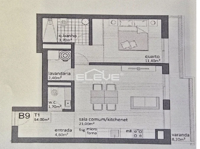 Apartamento T1 para Venda em Matosinhos e Leça da Palmeira Planta 1