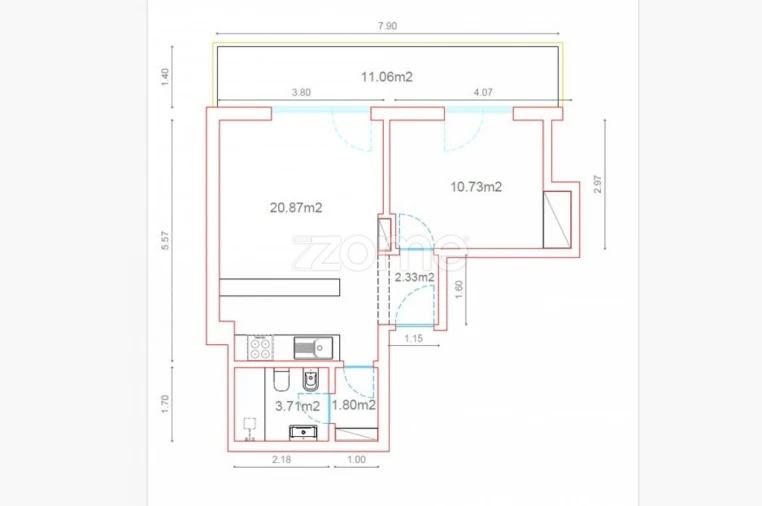 Apartamento T1 para Arrendamento em Tamengos, Aguim e Óis do Bairro Planta 1