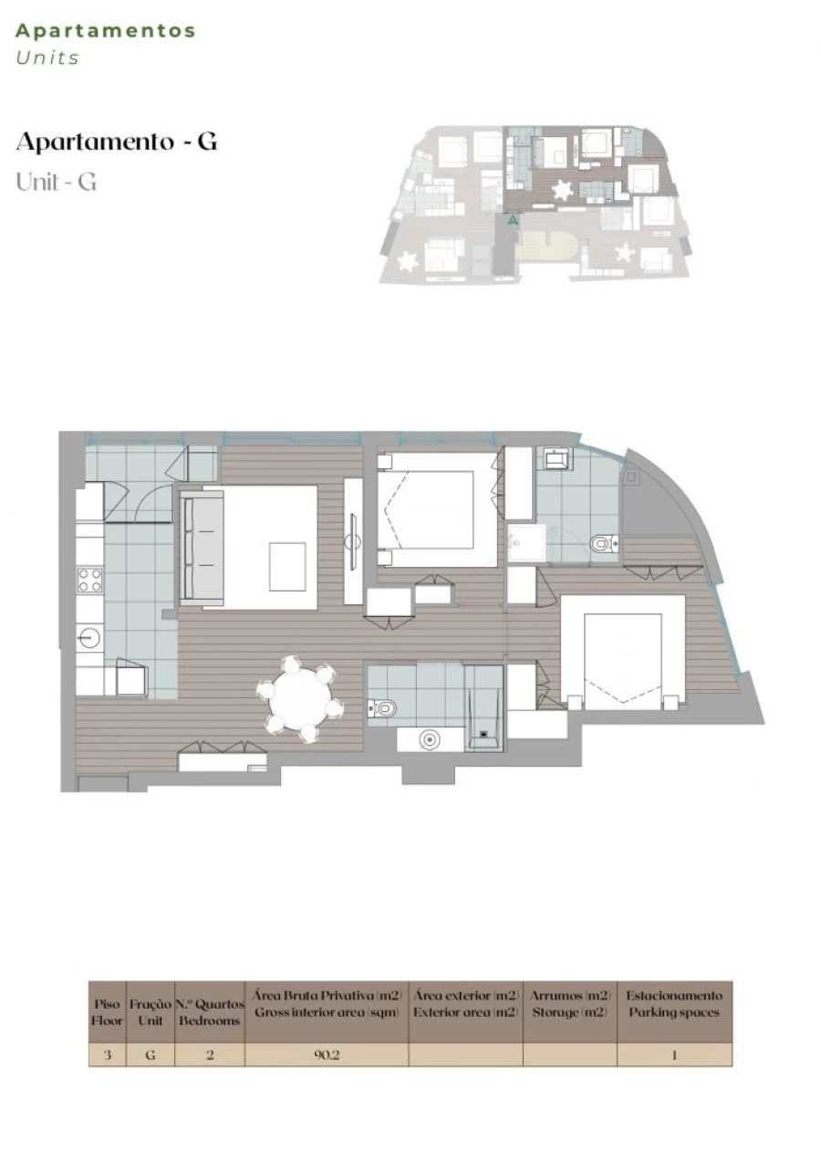 Apartamento T2 para Venda em Mafamude e Vilar do Paraíso Planta 1