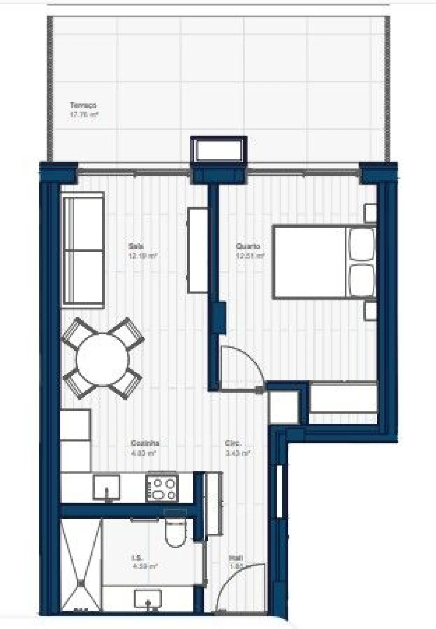 Apartamento T1 para Venda em Canidelo Planta 1