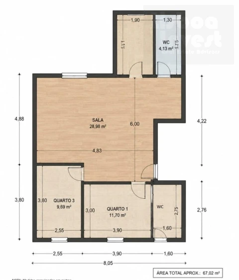 Apartamento T3 para Venda em São Vicente