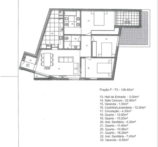 Apartamento T3 para Venda em Amarante (São Gonçalo), Madalena, Cepelos e Gatão Planta 1
