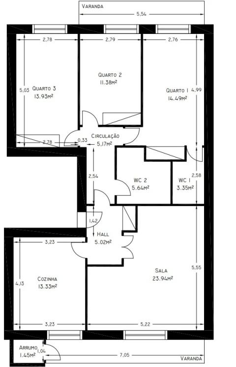 Apartamento T3 para Arrendamento em Santa Maria Maior e Monserrate e Meadela