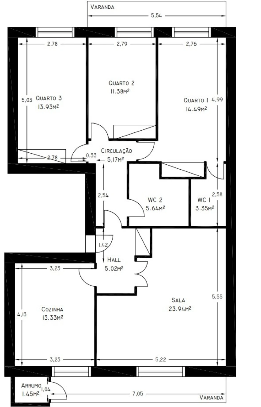 Apartamento T3 para Arrendamento em Santa Maria Maior e Monserrate e Meadela Planta 1