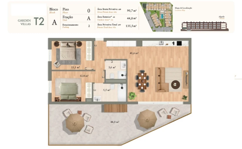 Apartamento T2 para Venda em Luz de Tavira e Santo Estêvão Planta 1