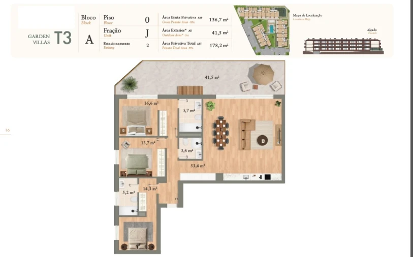 Apartamento T3 para Venda em Luz de Tavira e Santo Estêvão Planta 1