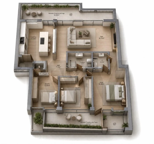 Apartamento T3 para Venda em Barcarena Planta 1
