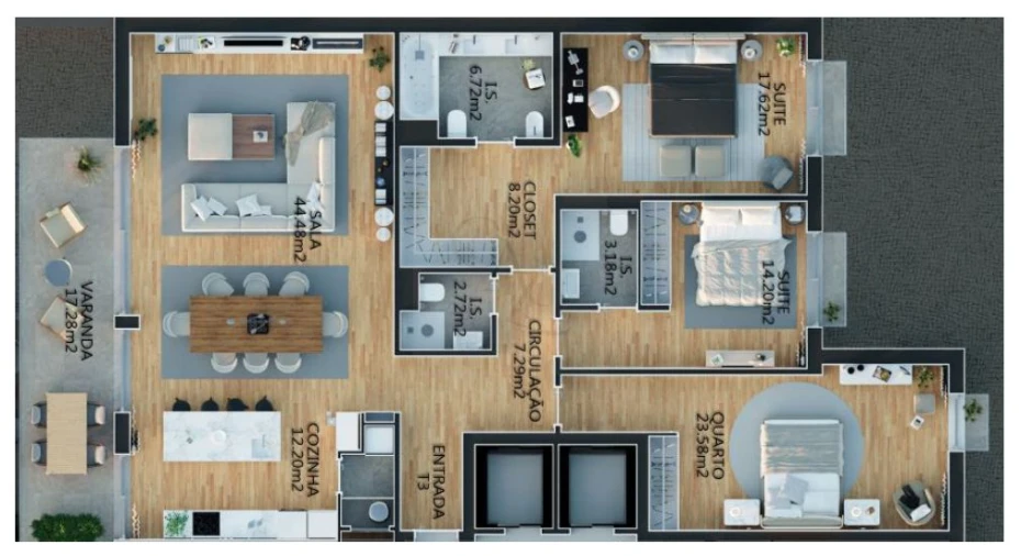 Apartamento T3 para Venda em Campolide Planta 1