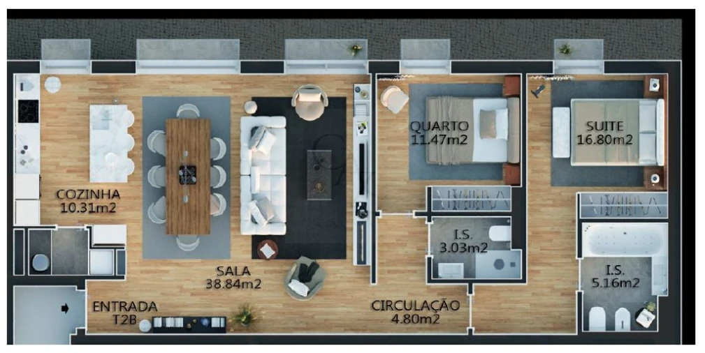 Apartamento T2 para Venda em Campolide Planta 1