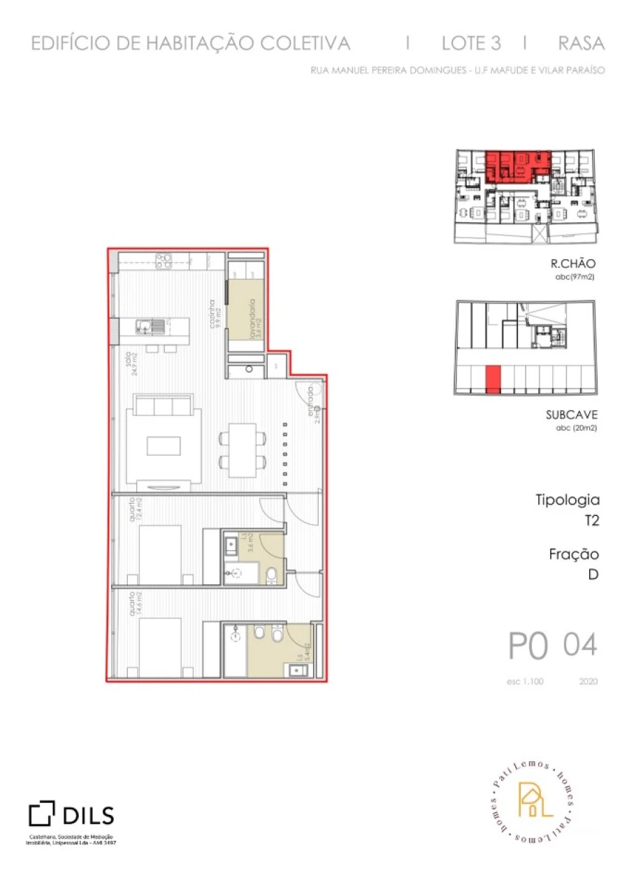 Apartamento T2 para Venda em Mafamude e Vilar do Paraíso Planta 1