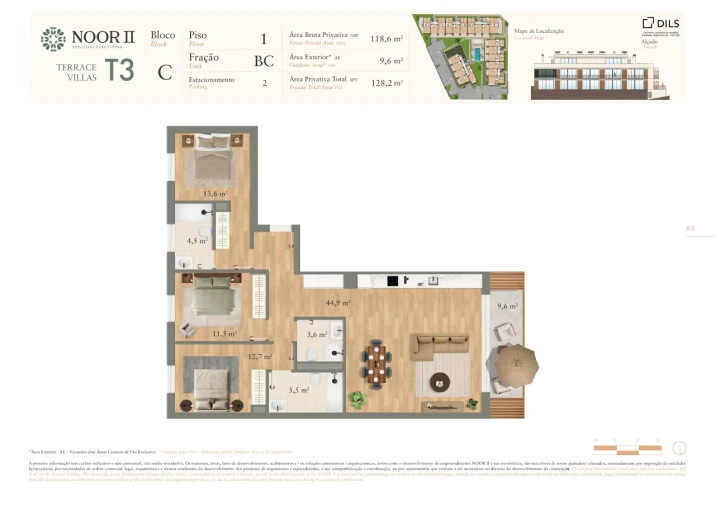Apartamento T3 para Venda em Luz de Tavira e Santo Estêvão Planta 1