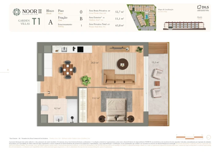 Apartamento T1 para Venda em Luz de Tavira e Santo Estêvão Planta 1