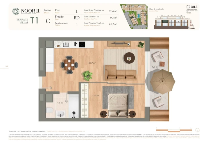 Apartamento T1 para Venda em Luz de Tavira e Santo Estêvão Planta 1