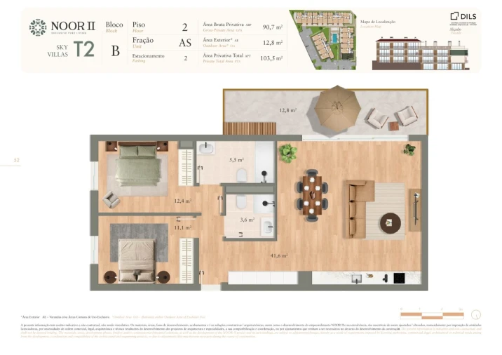 Apartamento T2 para Venda em Luz de Tavira e Santo Estêvão Planta 1
