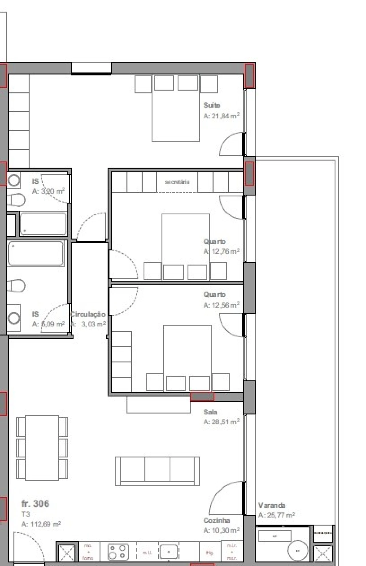 Apartamento T3 para Venda em Camarate, Unhos e Apelação Planta 2