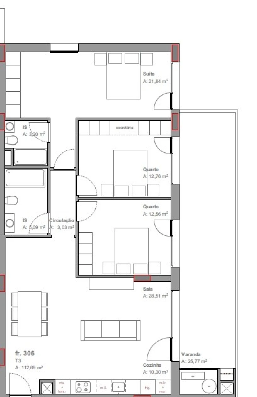 Apartamento T3 para Venda em Camarate, Unhos e Apelação Planta 2