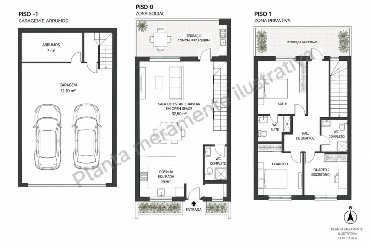 Moradia T3 para Venda em Guia Planta 1