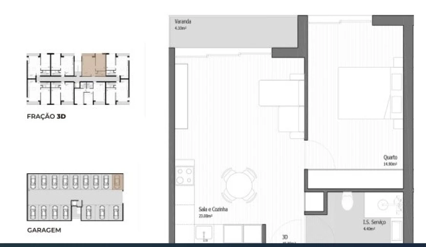 Apartamento T1 para Venda em Vila Praia de Ancora Planta 1