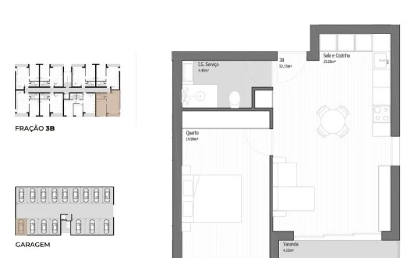 Apartamento T1 para Venda em Vila Praia de Ancora Planta 1
