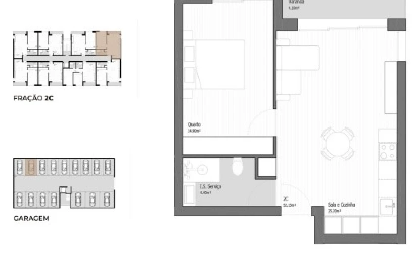 Apartamento T1 para Venda em Vila Praia de Ancora Planta 1