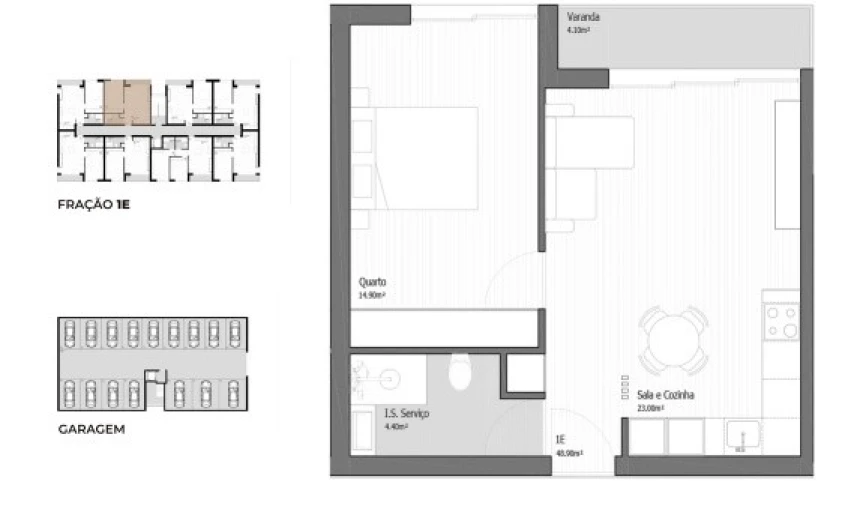 Apartamento T1 para Venda em Vila Praia de Ancora Planta 1