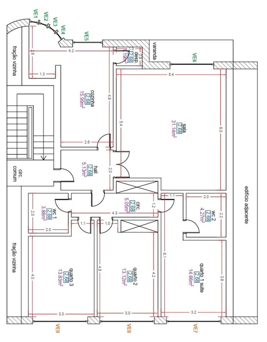 Apartamento T3 para Venda em Carreira e Bente Planta 1