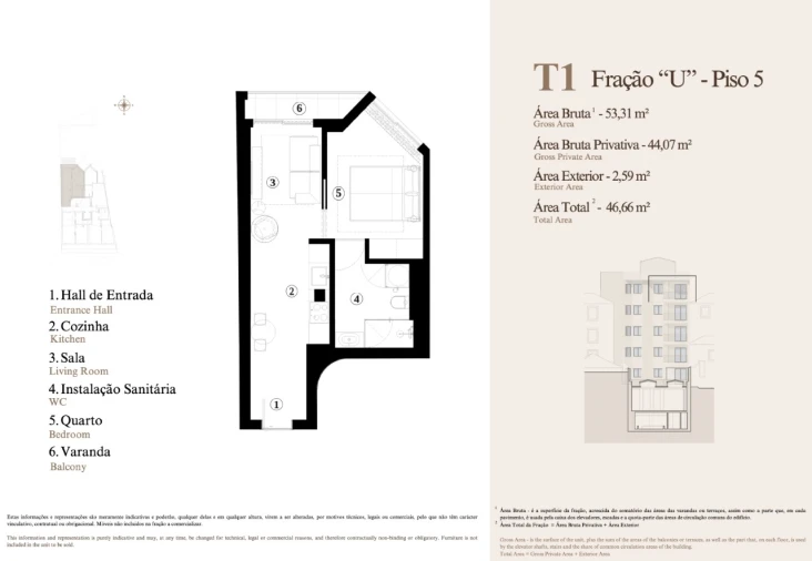 Apartamento T1 para Venda em Funchal (São Pedro) Planta 2