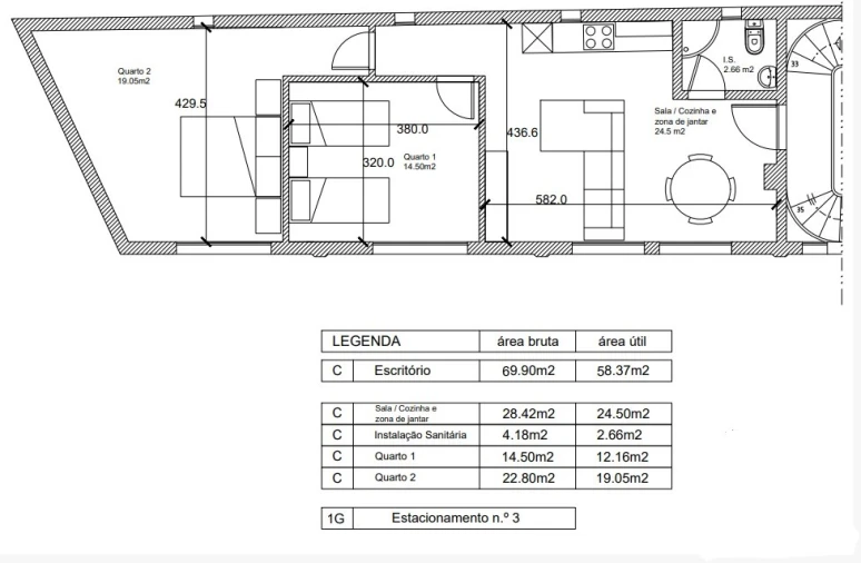 Apartamento T2 para Venda em Funchal (Se) Planta 1