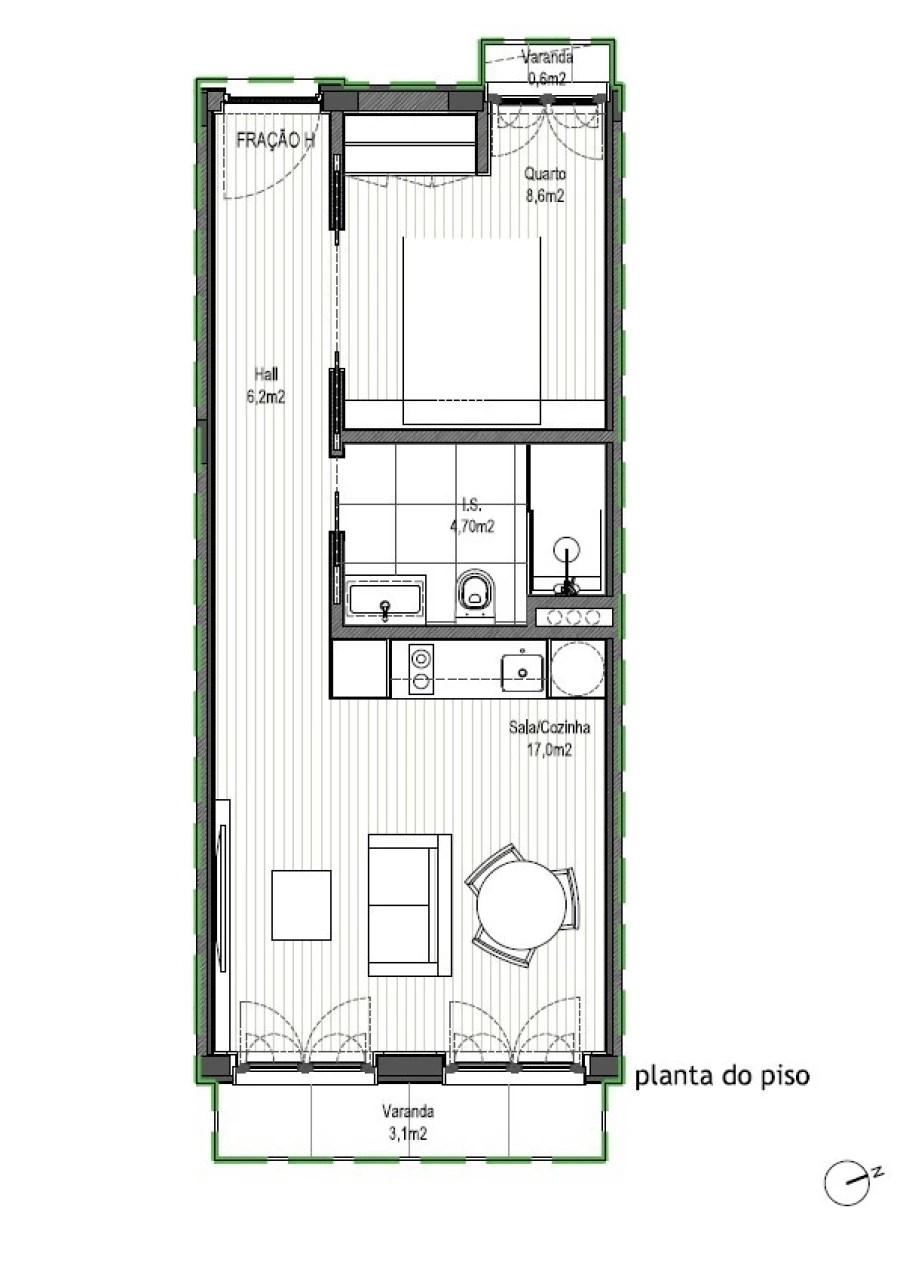 Apartamento T1 para Venda em Cedofeita, Santo Ildefonso, Sé, Miragaia, São Nicolau e Vitória Planta 1