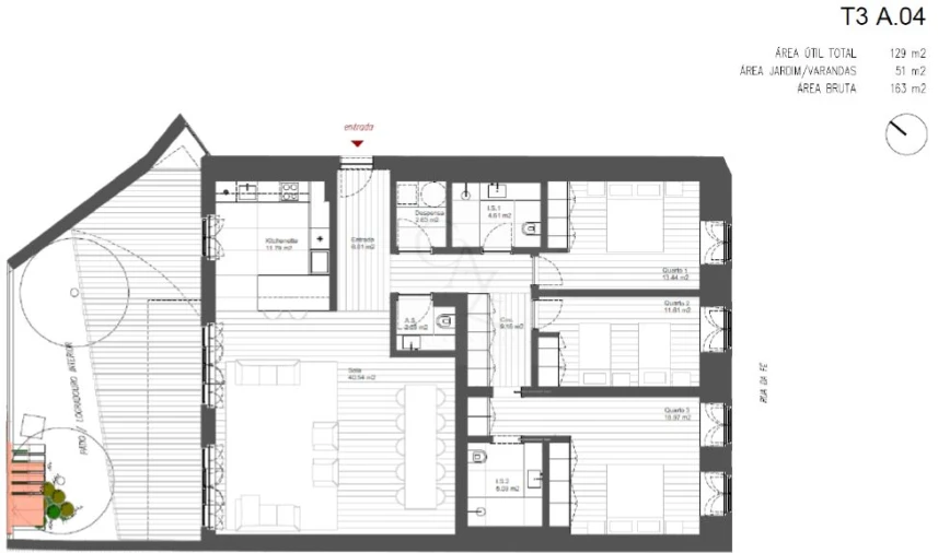 Apartamento T3 para Venda em Misericórdia Planta 1