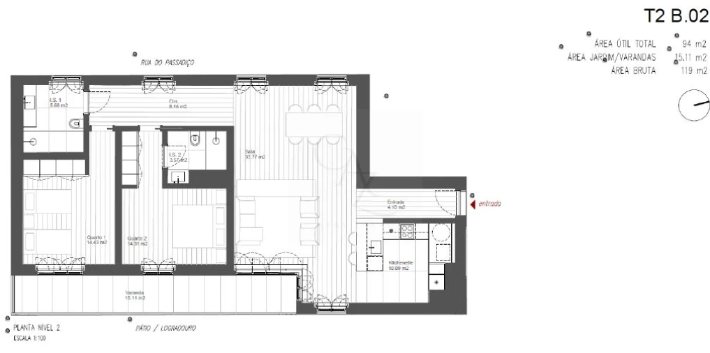 Apartamento T2 para Venda em Misericórdia Planta 1