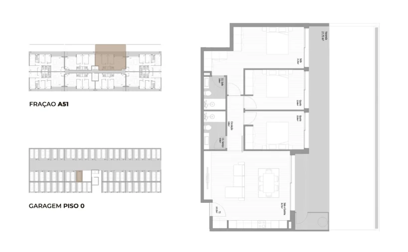 Apartamento T3 para Venda em Fânzeres e São Pedro da Cova Planta 1