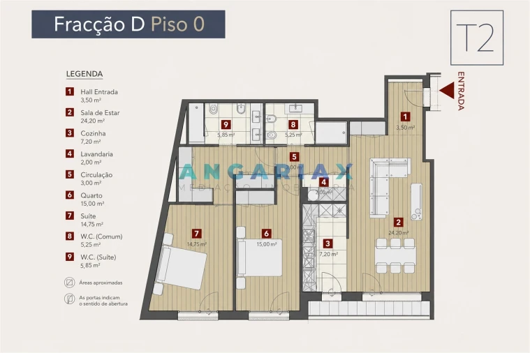 Apartamento T2 para Venda em Nazare Planta 1