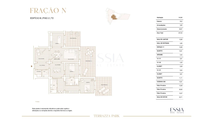 Apartamento T2 para Venda em Paranhos Planta 1