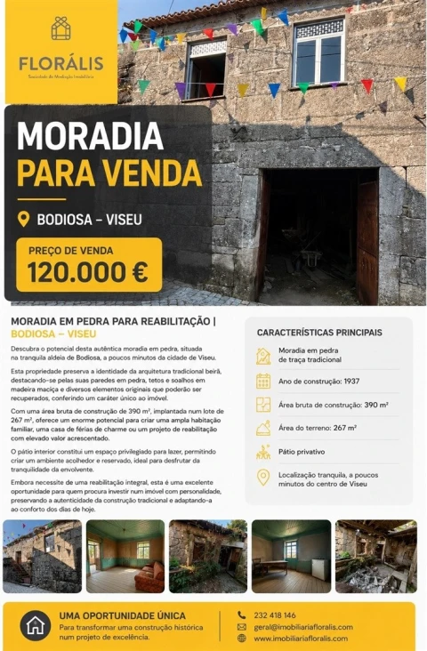 Moradia T0 para Venda em Bodiosa