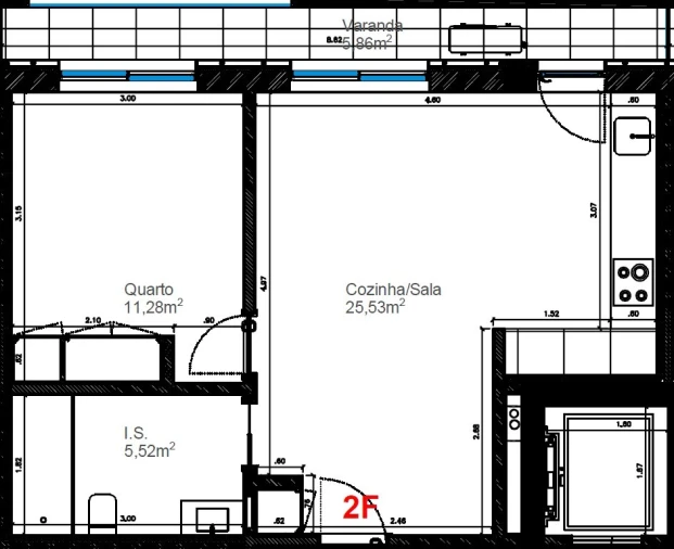 Apartamento T1 para Venda em Glória e Vera Cruz Planta 1
