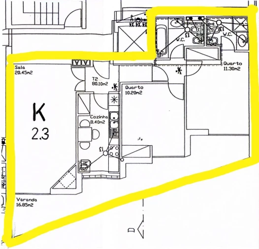 Apartamento T2 para Venda em Canidelo Planta 1