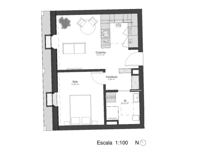 Apartamento T1 para Venda em Matosinhos e Leça da Palmeira Planta 1