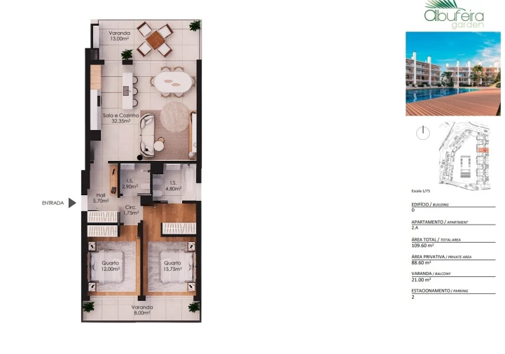 Apartamento T2 para Venda em Albufeira e Olhos de Água Planta 1